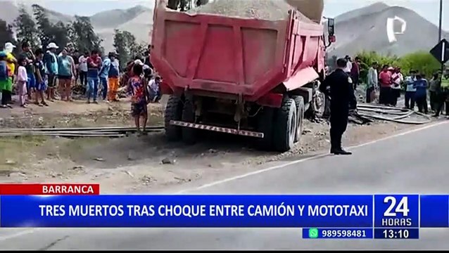 Aparatoso choque en Barranca: 3 muertos deja colisión entre camión y mototaxi