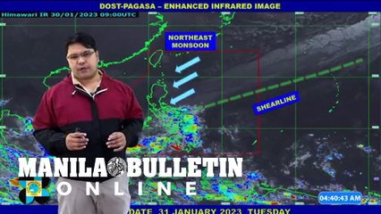 Occasional heavy rains to affect 4 areas due to shear line, trough of LPA