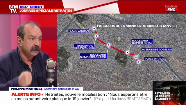 Philippe Martinez sur la sécurité lors de la manifestation à Paris: Il faut gérer cette foule immense, c'est pour ça qu'il y a de nouveau un deuxième parcours