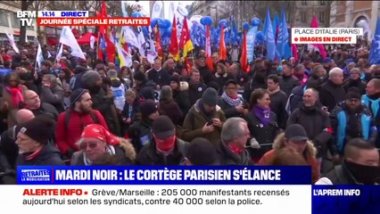 Réforme des retraites: le cortège parisien s'élance en direction des Invalides
