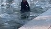 Guy Trying to Walk on Thin Ice Ends Up Falling Into Freezing Water