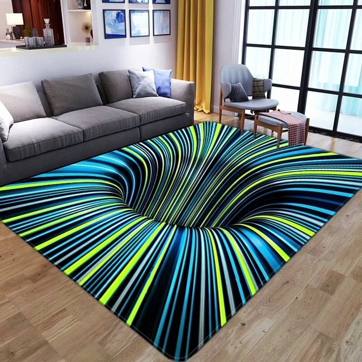 3D Vortex Illusion Carpet Entrance Door Floor Mat Abstract Geometric Optical Doormat Non-slip Floor Mat Living Room Decor Rug