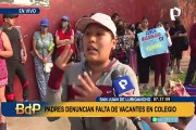 Pugnan por vacantes: padres de familia hacen vigilia en el colegio Solidaridad II de SJL