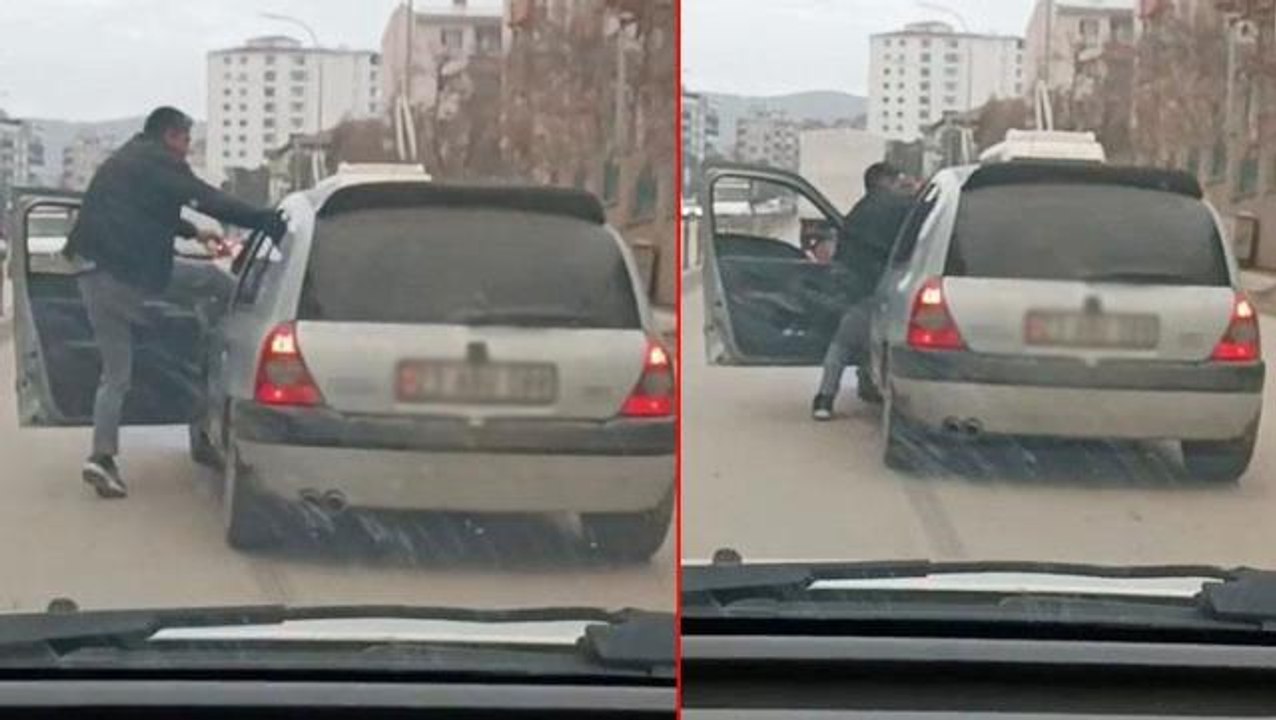 Trafikte akılalmaz olay! Seyir halindeki aracın sürücüsünü böyle darbetti