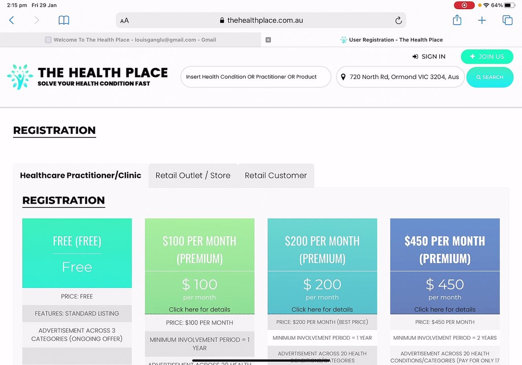 Website Registration Set up