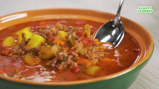 How to Cook HEARTY MEAT & TOMATO SOUP. Minced Beef & Tomato Soup. Recipe by Always Yummy!