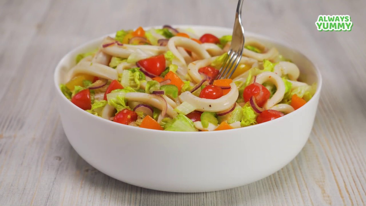 Calamari & Vegetables With Sweet Chilli Sauce. Recipe by Always Yummy!