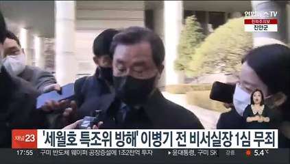 '세월호 특조위 방해' 이병기 전 비서실장 1심 무죄