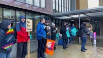 Halifax strikers gather on picket line outside Trinity Sixth Form Academy on day of National teachers' strike