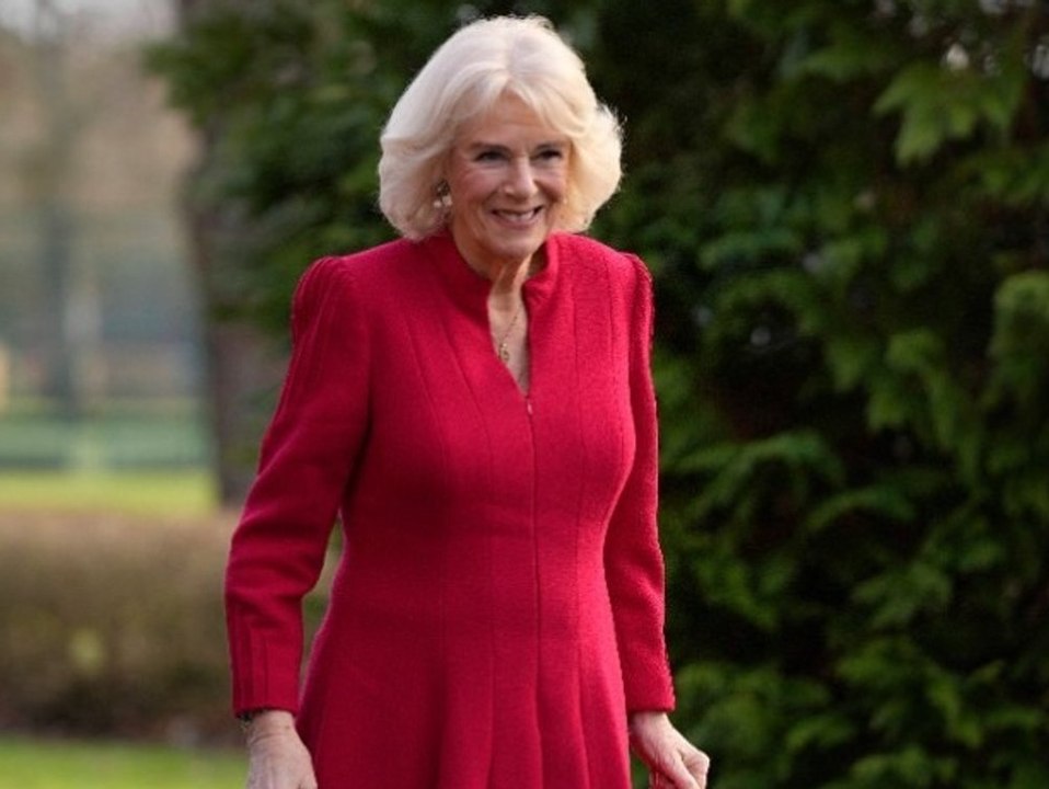 Bei soldatenbesuch: auch queen consort camilla setzt auf rot