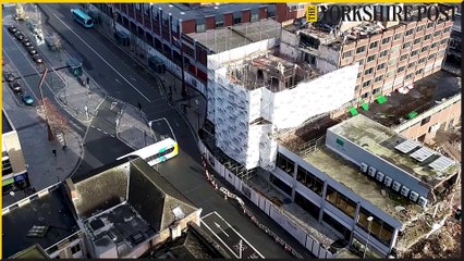 Drone footage of demolition of the Swallow Hotel in Stockton