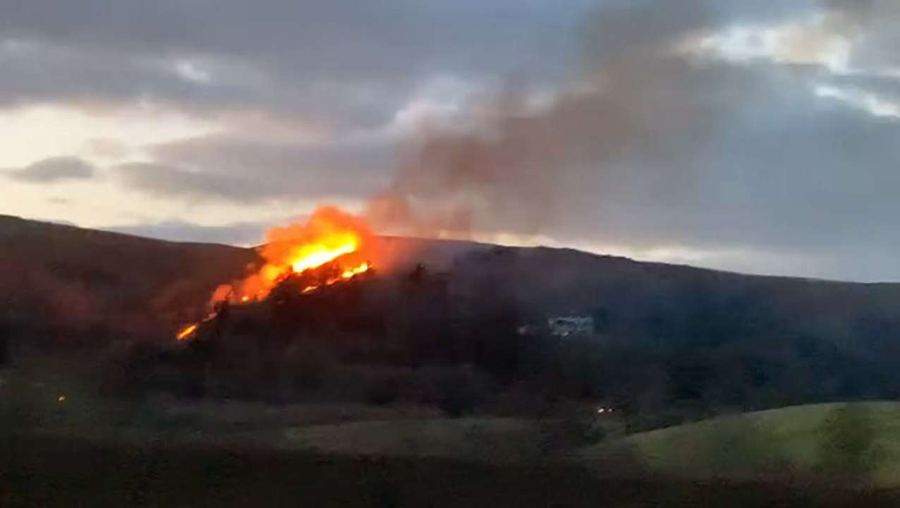 Flames engulf West Midlands hillside as wildfire rages