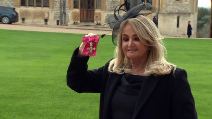 Bonnie Tyler speaks after receiving MBE at Windsor Castle
