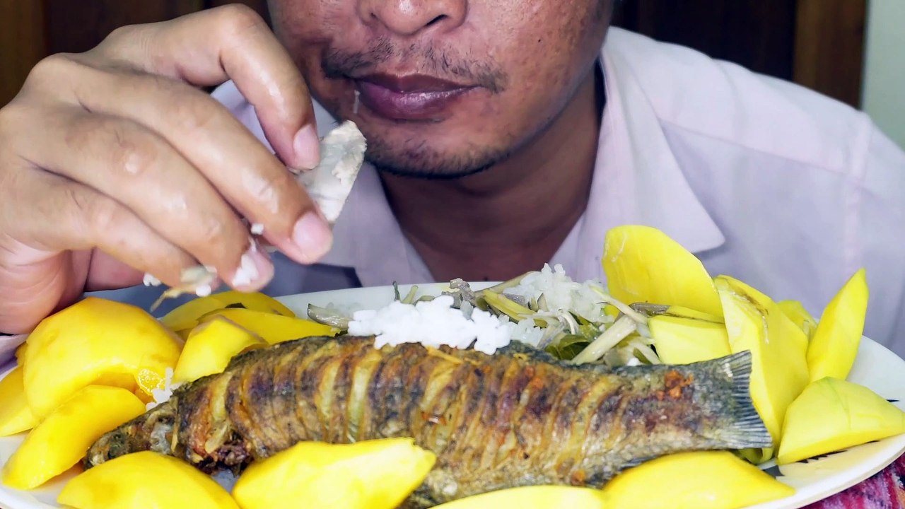 asmr eating pork, Ripe mango, grilled fish, asmr eating,mukbang eating | asmr mukbang eating