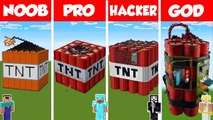 Minecraft WORKING TNT HOUSE BUILD CHALLENGE - NOOB vs PRO vs HACKER vs GOD _ Animation