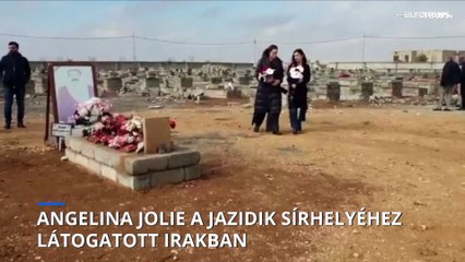 A jazidi mészárlás áldozatainak sírjaihoz látogatott Angelina Jolie