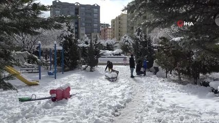 Malatya'da yağan kar ağaçları yerinden söktü