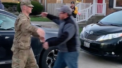 Soldier Surprises Parents With Police Escort Homecoming