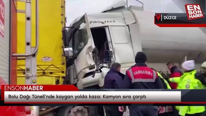 Bolu Dağı Tüneli'nde kaygan yolda kaza: Kamyon sıra çarptı