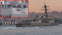 155 metrelik ABD savaş gemisi İstanbul Boğazı'na demirledi