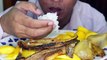 Eat rice grilled fish & Ripe mango & Cake Nom Bort khmer | mukbang etaing khmer food & cake