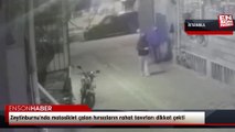 Zeytinburnu'nda motosiklet çalan hırsızların rahat tavırları dikkat çekti