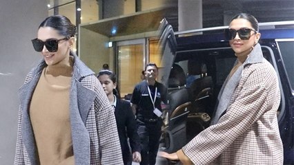 Deepika Padukone Brown Overcoat में Airport पर बिखेरे जलवे, Winter Look में लगी कमाल |*Entertainment