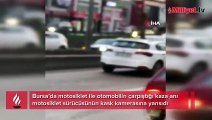 Bursa’da kaza anı motosiklet sürücüsünün kask kamerasında