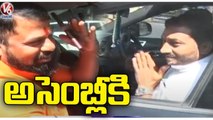 BJP MLAs Raghunandan Rao and Raja Singh Reaches Telangana Assembly _ V6 News (1)