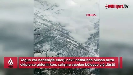 Hakkari'de çığ düşmesi kamerada