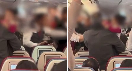 Uçakta öfkeden çılgına döndüler! Yolcular zorla ayırdı