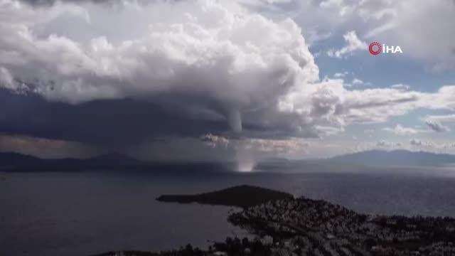 Bodrum'da önce hortum çıktı, sonra dolu ve sağanak yağış etkili oldu