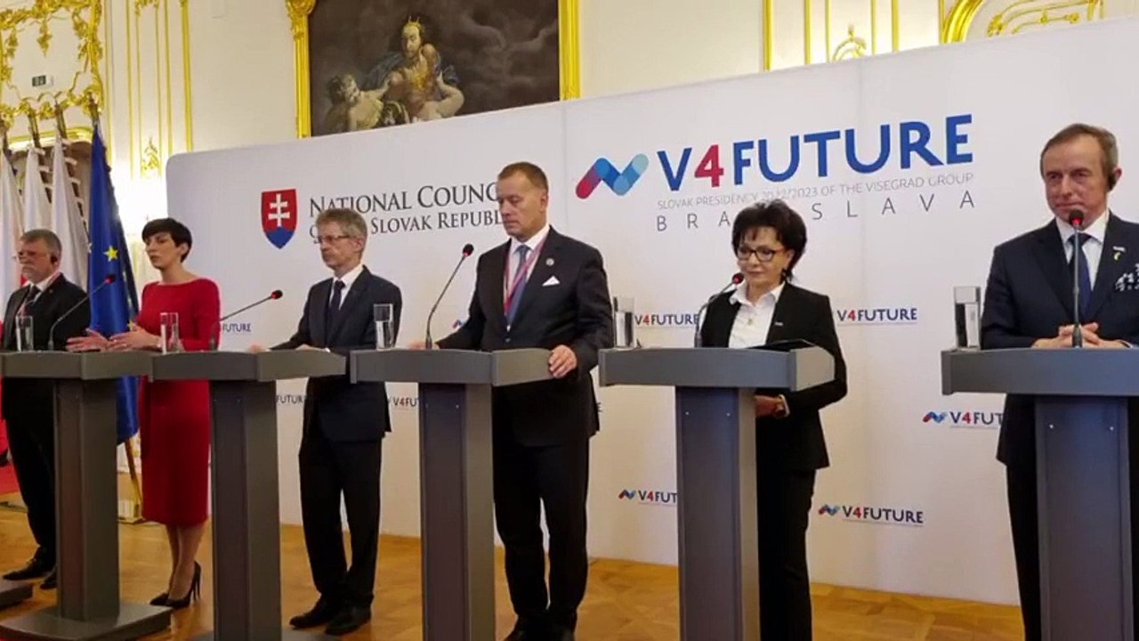 ZÁZNAM: Šéfovia parlamentov V4 zdôraznili podporu Ukrajiny i potrebu ochrany hraníc