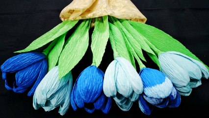 How to make Tulip Flower with crepe paper | Crepe Paper Flower | Unique Craft Album