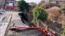 Major sewage leak in Bulverhythe Road in St Leonards, East Sussex, on February 3 2023