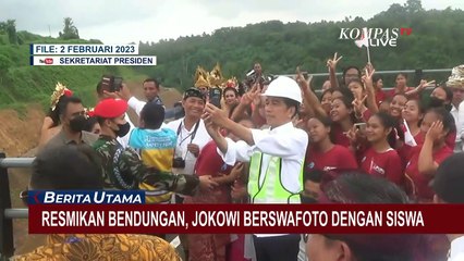 Resmikan Bendungan Tamblang di Buleleng, Jokowi Sempatkan Selfie Bersama Sejumlah Siswa