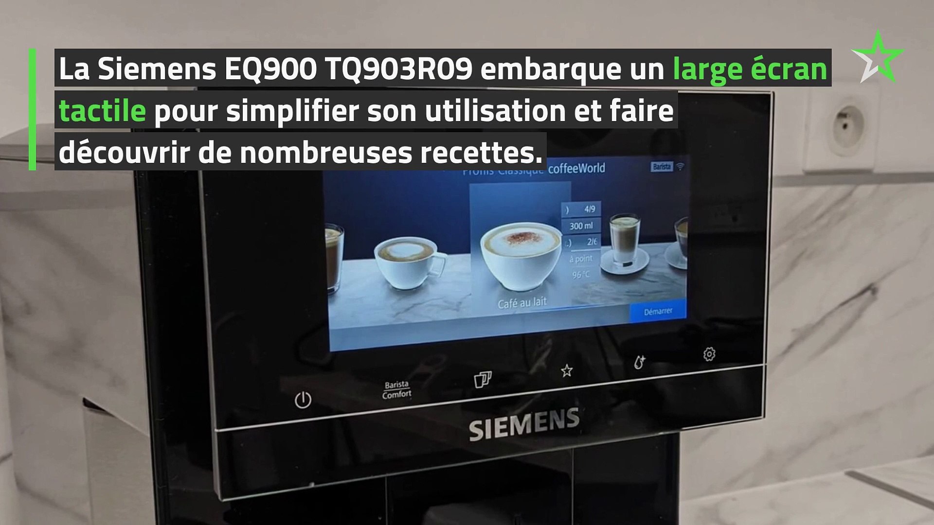 Test Cafetière automatique avec broyeur EQ900 TQ903R09 : Siemens se repose  sur ses lauriers - Vidéo Dailymotion