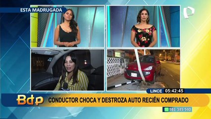 Conductor choca y destroza un auto recién comprado en Lince