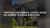 PhotosUn camion coincé sous un viaduc à Charlesbourg