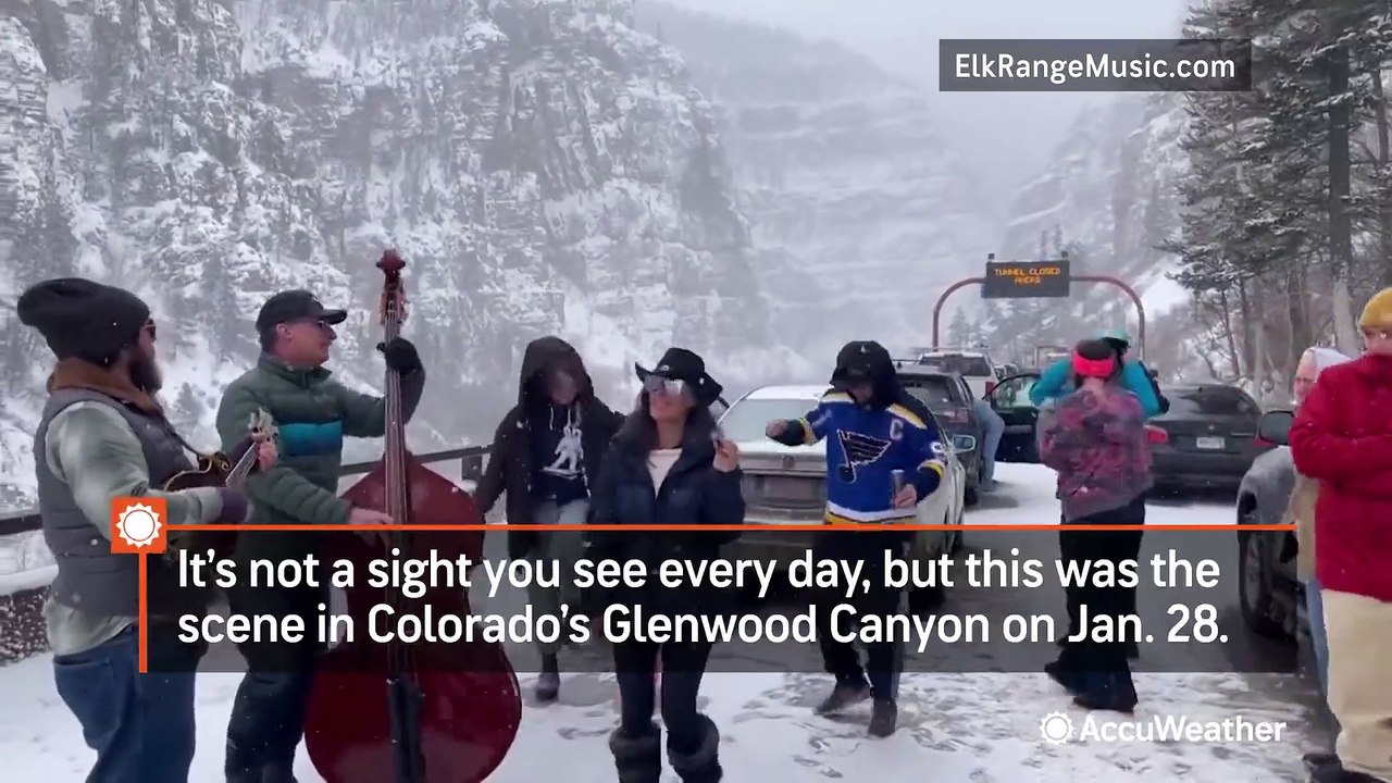 Bluegrass band plays on as wintry weather shuts down a Colorado highway