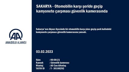 Otomobilin karşı şeride geçip kamyonete çarpması güvenlik kamerasında