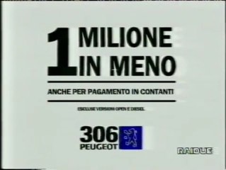 Pubblicità/Bumper anni 90 RAI 2 - Peugeot 306