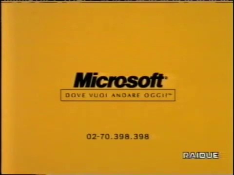 Pubblicità/Bumper anni 90 RAI 2 - Microsoft Windows 95