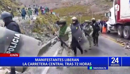 Junín: Manifestantes liberan kilómetro 140 de la carretera Central tras diálogo con la Policía