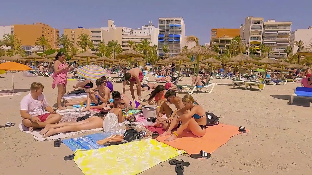 Mallorca Spain Beach Walk Tour / El Arenal Balearic Islands Spain