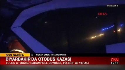 Diyarbakır'da yolcu otobüsü şarampole yuvarlandı