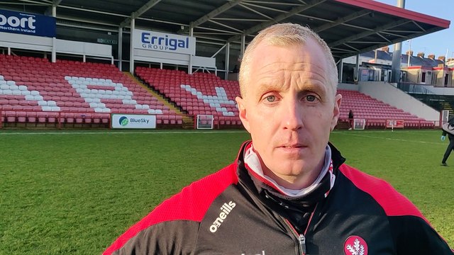 Derry hurling manager Johnny McGarvey gives his reaction after defeat against Kerry