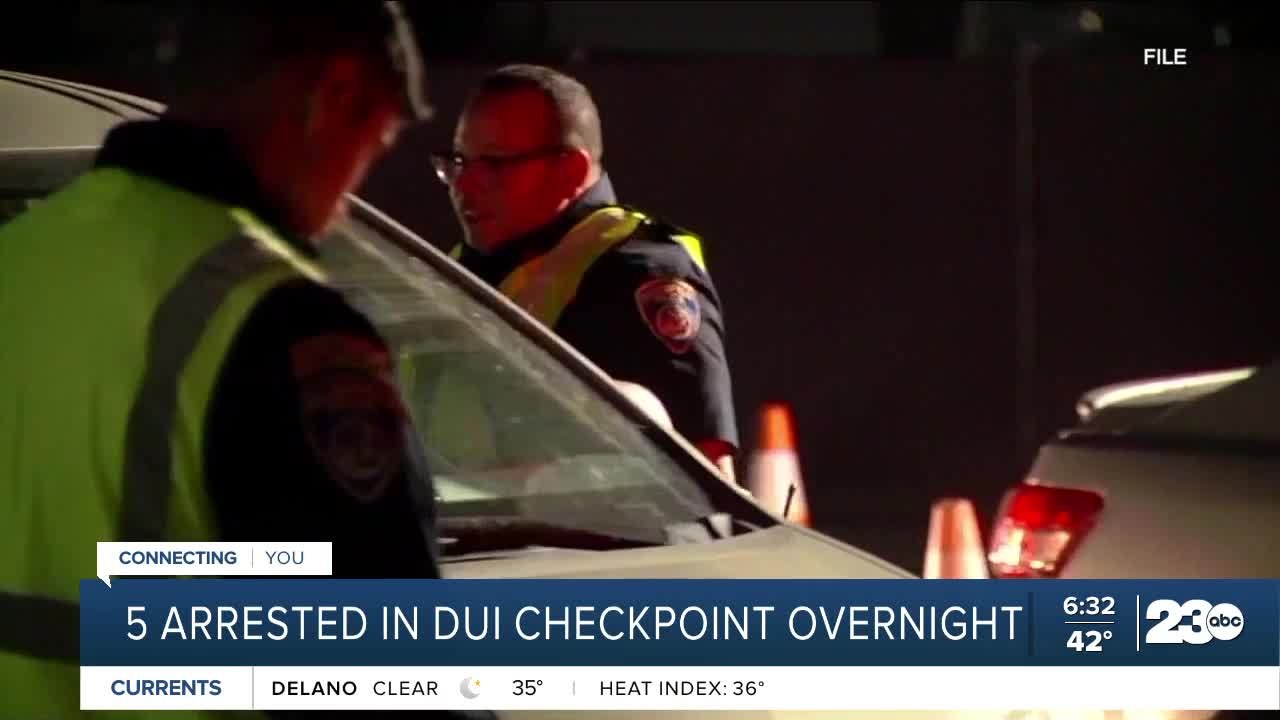 BPD arrests 5 drivers at DUI checkpoint in East Bakersfield