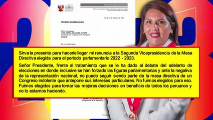 Digna Calle renunció a la vicepresidencia del Congreso