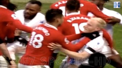 Casemiro Grabs Will Hughes by the Throat with Both Hands and is Shown a Red Card after a VAR Review
